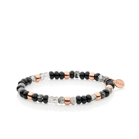 Bron BRON Armband Reflex 18k Roségoud met Onyx en Rutielkwarts 8AR3985MIX83