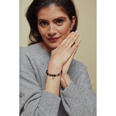 Bron BRON Armband Reflex 18k Roségoud met Onyx en Rutielkwarts 8AR3985MIX83