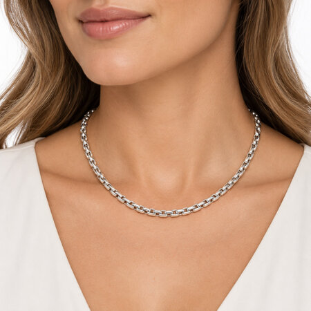HuisCollectie HuisCollectie Collier 14k witgouden fantasie schakel 3.6mm breed 22822