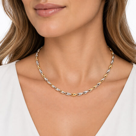 Monzario Monzario Collier 14k bicolor fantasie schakel 4 mm breed 24300