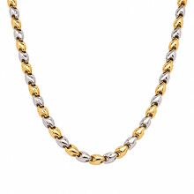 Monzario Monzario Collier 14k bicolor fantasie schakel 4 mm breed 24300
