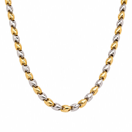 Monzario Monzario Collier 14k bicolor fantasie schakel 4 mm breed 24300