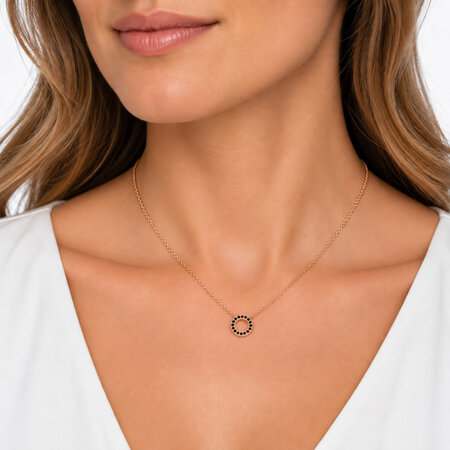 HuisCollectie HuisCollectie Collier 18k Rosegoud met 0.08ct Zwarte Diamant 614613