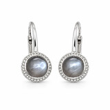HuisCollectie HuisCollectie 14k Witgouden oorhangers met  diamant en maansteen 600480