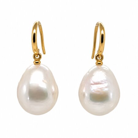 Mrs.Janssen Mrs.Janssen Oorhangers 18k geelgoud met Zoetwaterparel Barok 15x11.5mm 616553