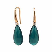 Mrs.Janssen Mrs.Janssen Oorhangers 18k Roségoud met Indigoliet Toermalijn 21x10mm 609506