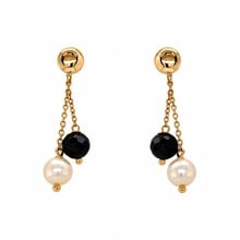 Mrs.Janssen Mrs. Janssen Oorhangers 14k Roségoud met Onyx en Parel 609053