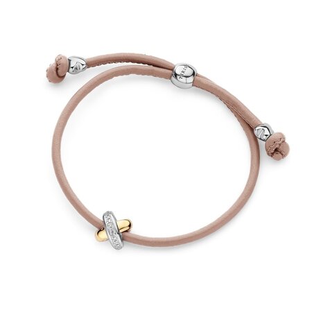 Tirisi Moda TIRISI Armband Kisses leder met bicolor kusje en diamant TM2133CB(2T)