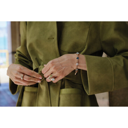 Bron BRON Armband Sushi 18k Roségoud met Aquamarijn, London Blue Topaas, Peridot, Saffier en diamant 8AR4039MIX02BR