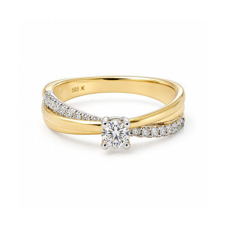 Katinka Berretty Katinka Berretty Ring Elegant Xpression Medium 14k geelgoud met diamant 06RGW077BR