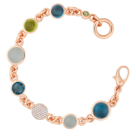 Bron BRON Armband Sushi 18k Roségoud met Aquamarijn, London Blue Topaas, Peridot, Saffier en diamant 8AR4039MIX02BR