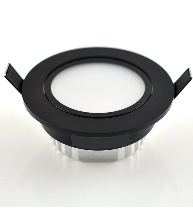 Lage inbouwspot LED 7W zwart 70mm zaagmaat dimbaar