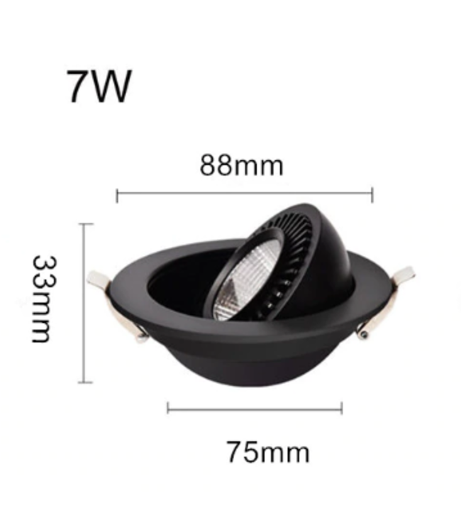 Spot faible profondeur 7W LED inclinable dimmable perçage 75 mm