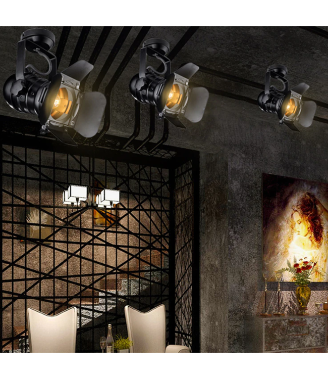 Spot cinéma industriel orientable noir E27