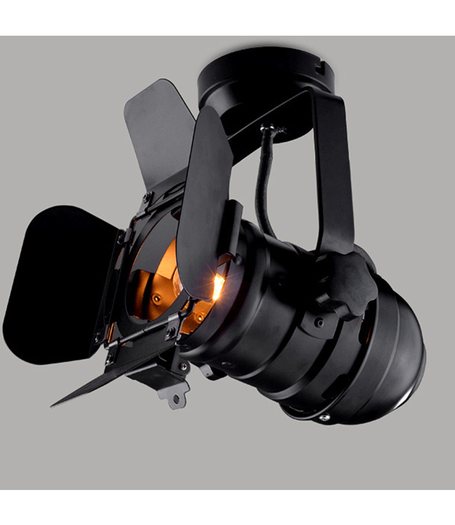 Spot cinéma industriel orientable noir E27