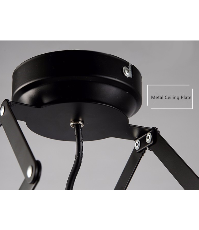 Schaarlamp plafond vintage E27 zwart richtbaar