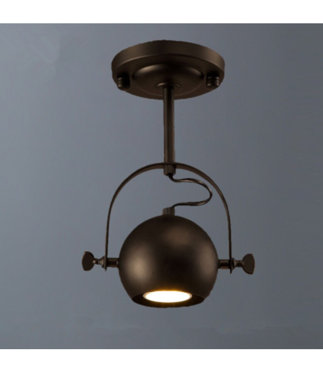 Plafondlamp bol design GU10 360° richtbaar zwart op stang