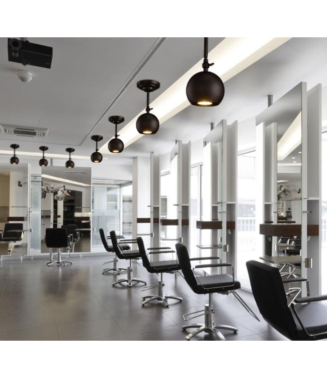 Plafondlamp bol design GU10 360° richtbaar zwart op stang