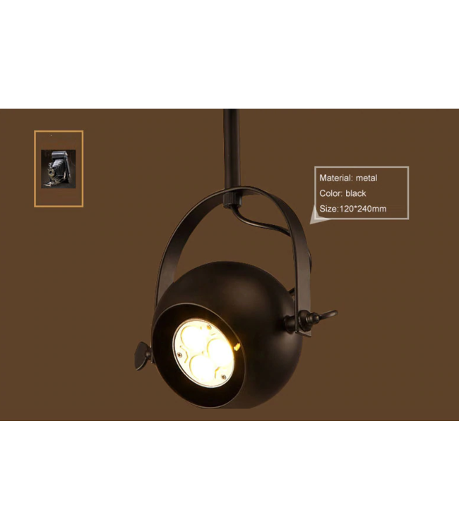 Plafondlamp bol design GU10 360° richtbaar zwart op stang