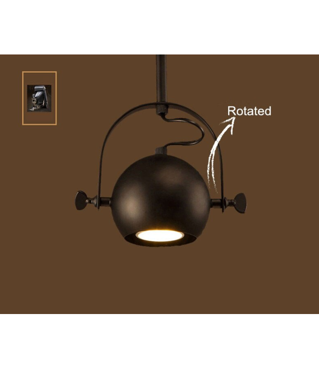 Plafondlamp bol design GU10 360° richtbaar zwart op stang