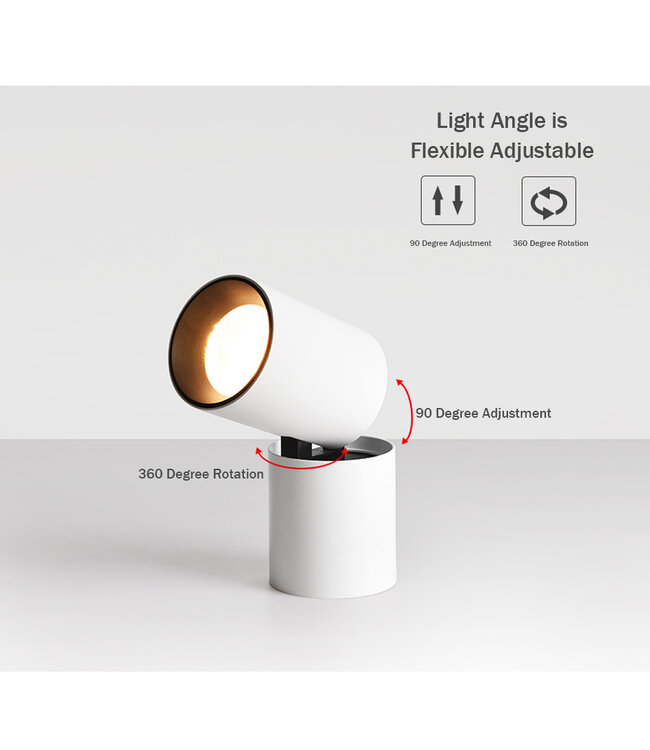 Dimbare plafondspot 7W LED  wit cilinder richtbaar