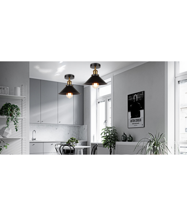 Spot plafond vintage 220mm diamètre noir doré