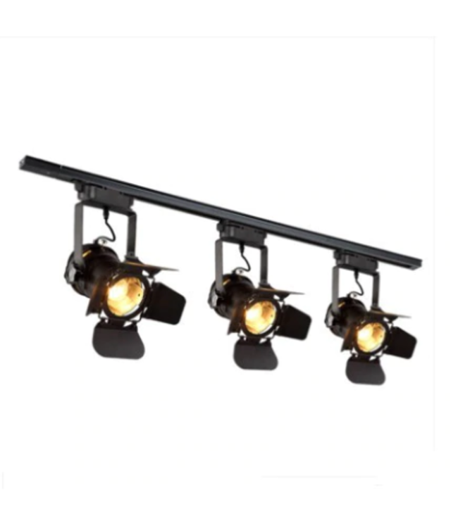 Railsysteem spot vintage stijl zwart E27 monofasig