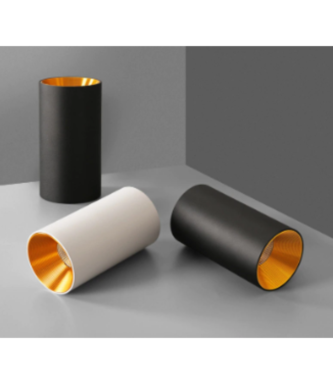 Lampe cylindrique noir doré ou blanc doré LED 7W dimmable