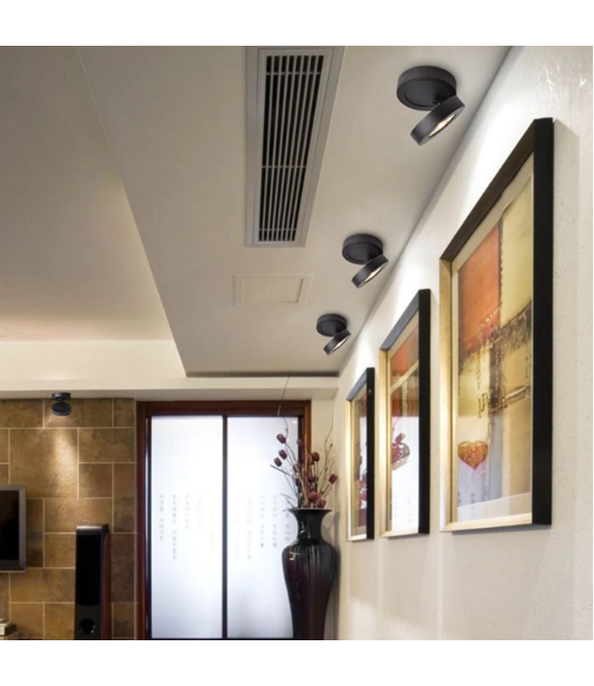 Spot LED saillie extra plat 7W blanc ou noir inclinable gradable