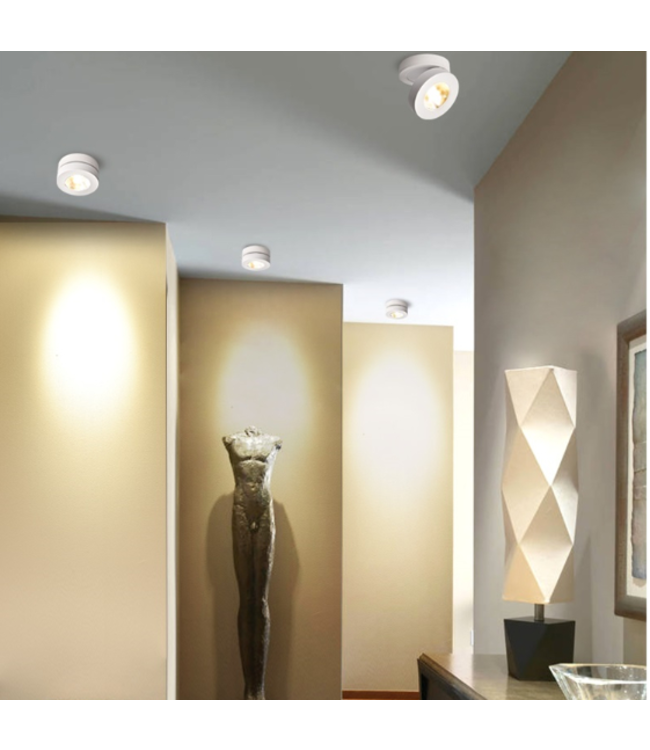 Moderne plafondspot 7W wit of zwart kantelbaar dimbaar