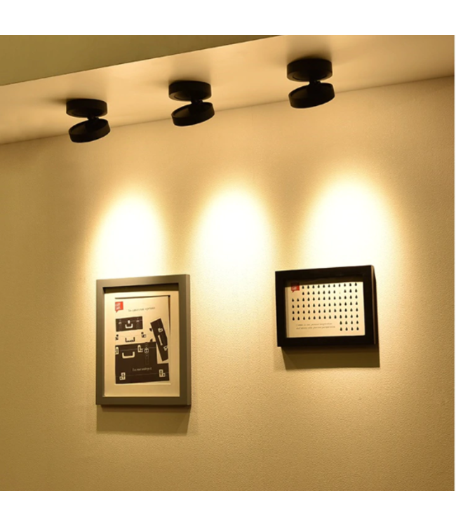 Moderne plafondspot 7W wit of zwart kantelbaar dimbaar