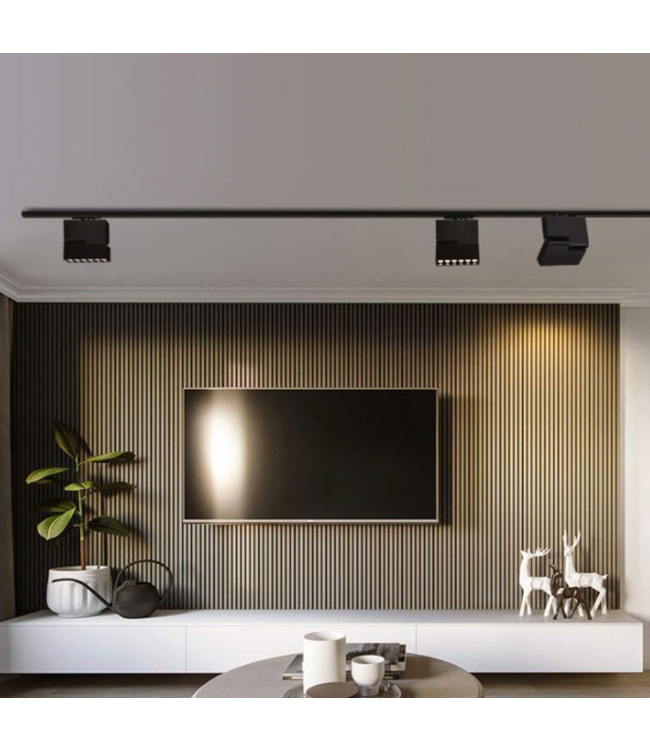 Projecteur sur rail monophasé ou triphasé blanc ou noir 12W LED