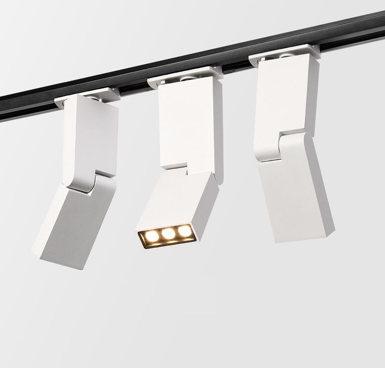 Spot sur rail design 6W LED salon blanc ou noir monophasé ou triphasé ...