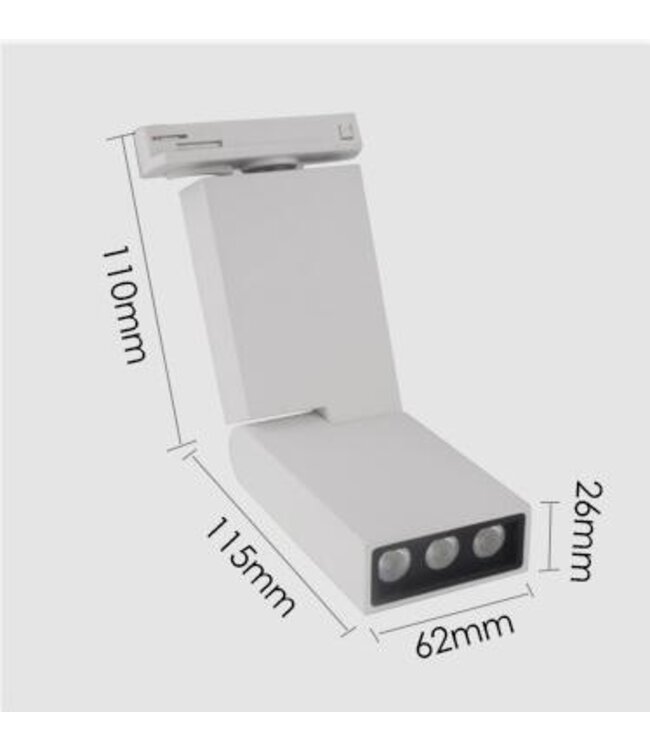 LED railverlichting 6W woonkamer wit of zwart 1 fase of 3 fase