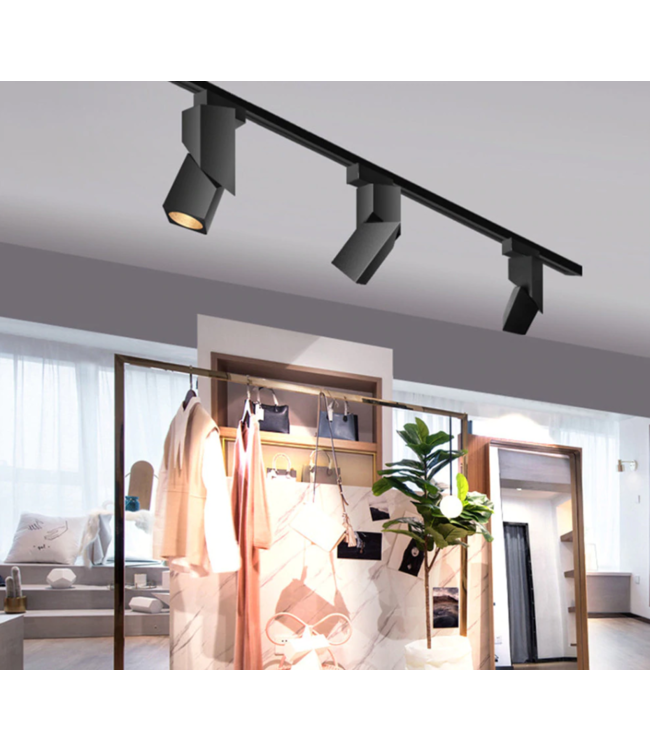 Plafondrail lamp 12W LED wit of zwart