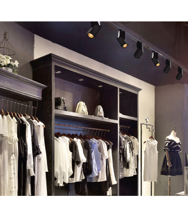 Spot orientable sur rail 12W LED blanc ou noir monophasé