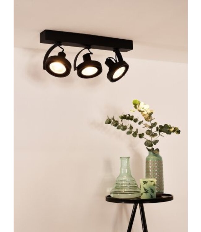 Plafondlamp 3 lampen LED 3x12W dim to warm zwart