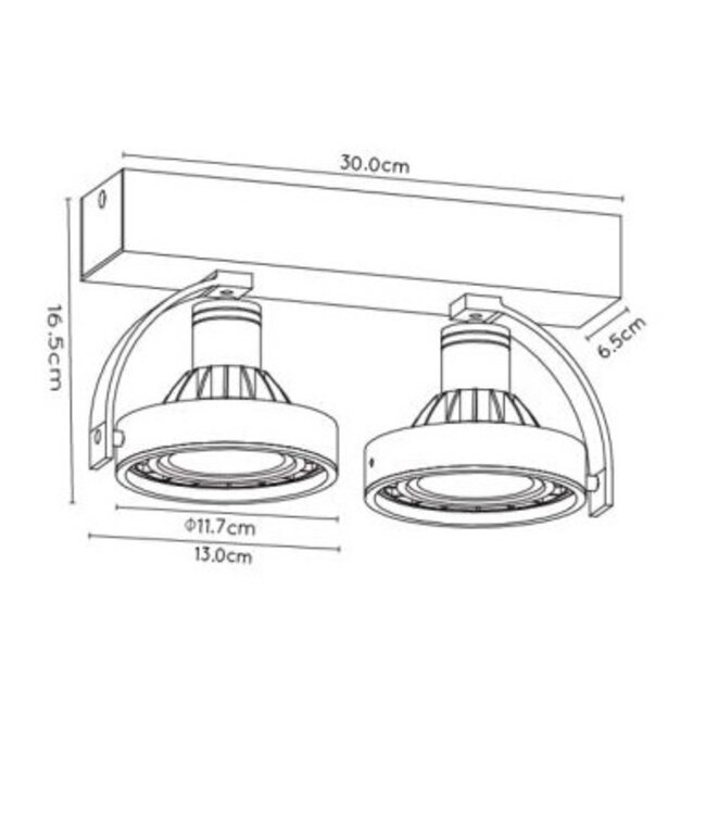 2 spot plafondlamp zwart LED 2x12W dim to warm
