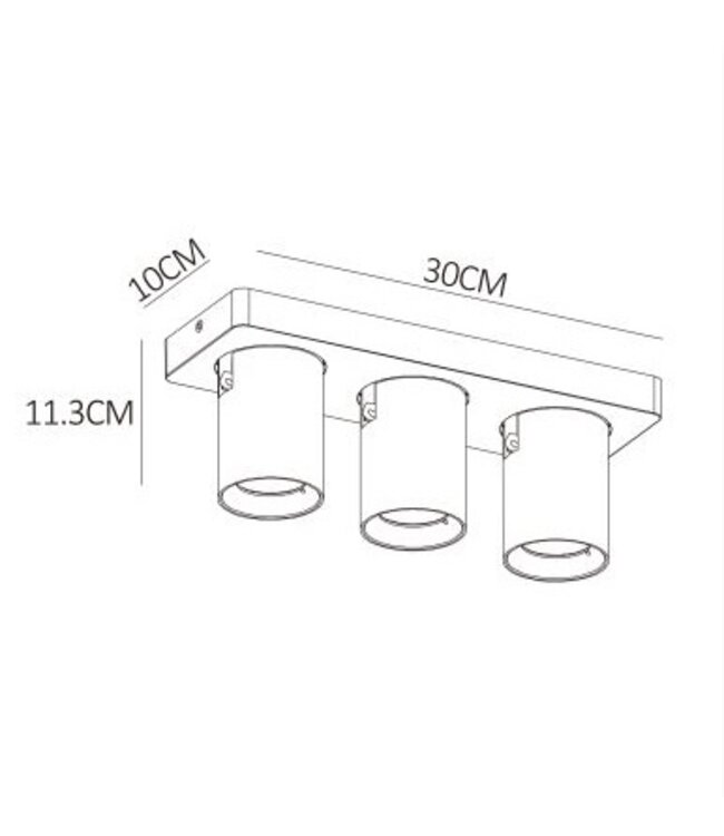 Plafondlamp met spots 3x5W LED dim to warm zwart of wit