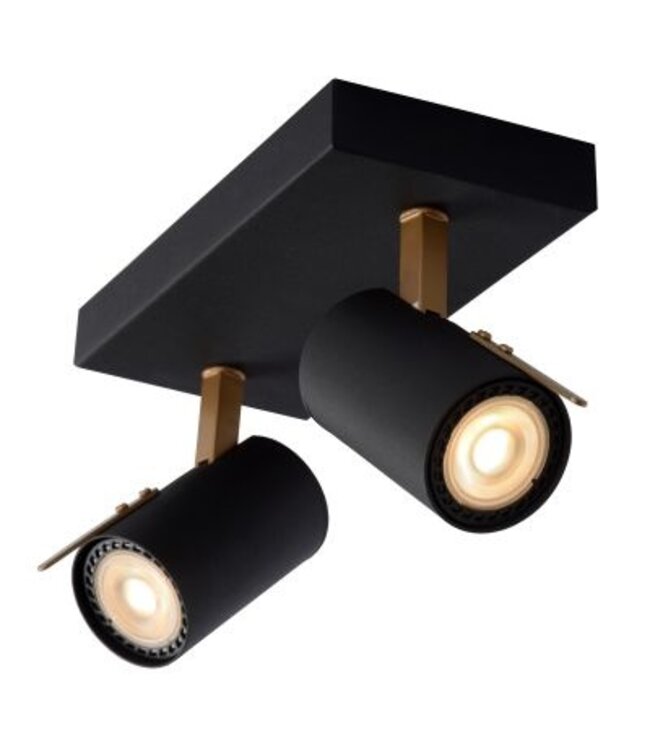 Plafondlamp zwart goud 2x5W LED dim to warm