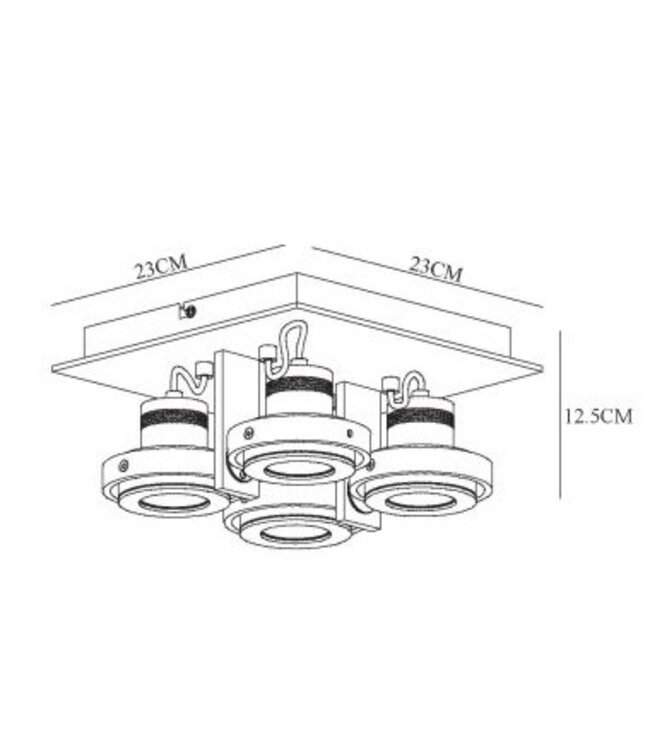 Plafonnier 4 spots orientables 4x5W LED dim to warm blanc