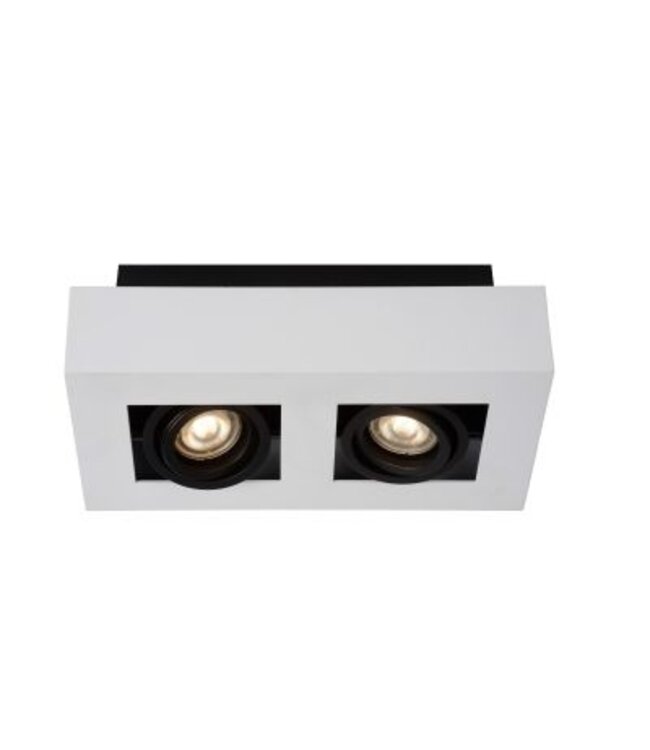 Plafondlamp spots 2x5W GU10 dim to warm zwart of wit zwart