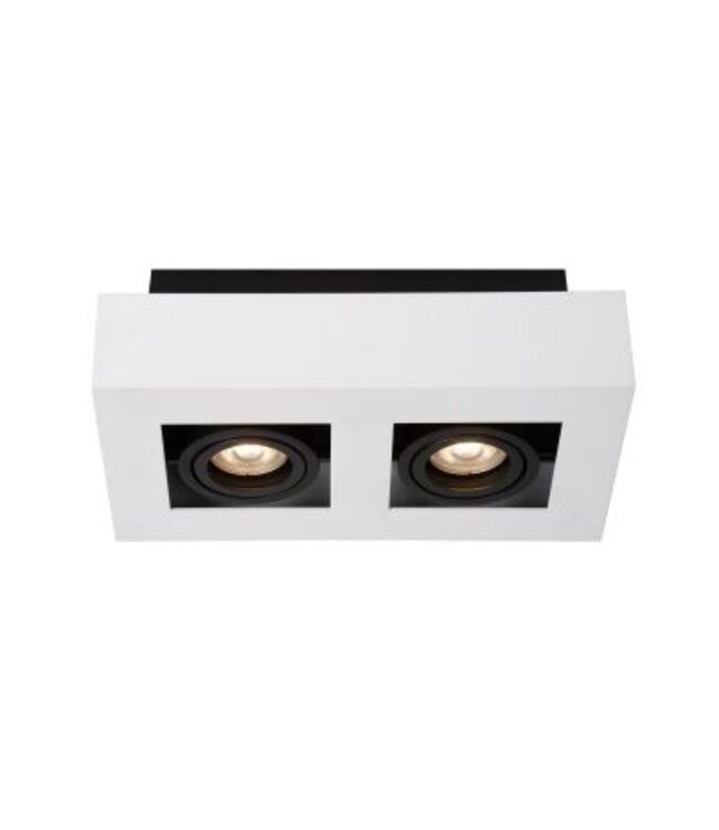 Plafonnier 2 spots LED blanc-noir ou noir 2x5W dim to warm