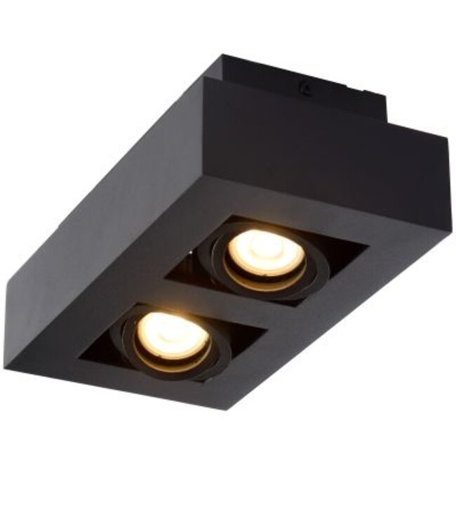 Plafonnier 2 spots LED blanc-noir ou noir 2x5W dim to warm