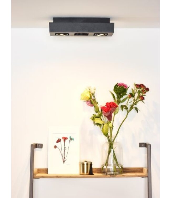 Plafondlamp 3 spots 3x5W GU10 dim to warm zwart of wit zwart