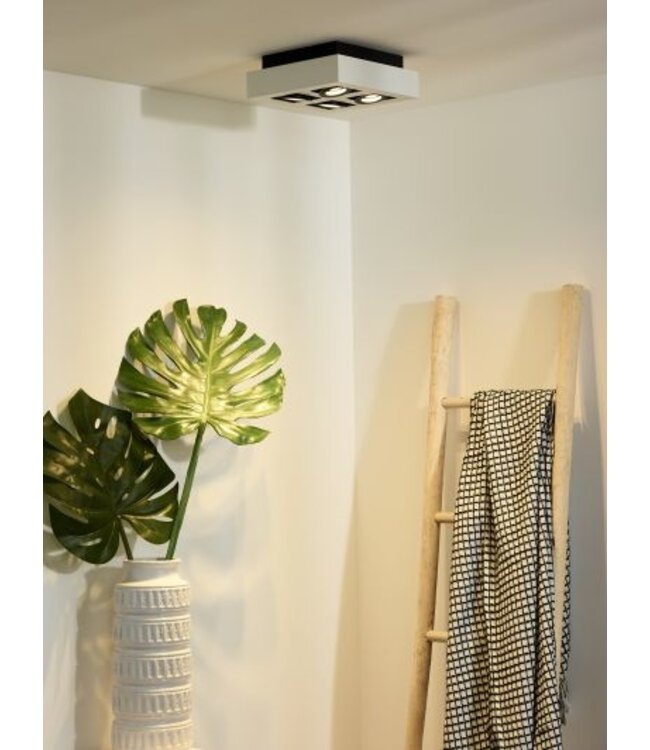 Plafondlamp 4 spots 4x5W LED dim to warm zwart of wit zwart