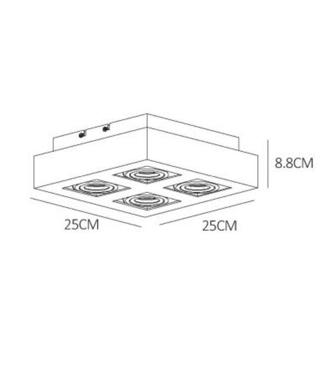 Plafondlamp 4 spots 4x5W LED dim to warm zwart of wit zwart