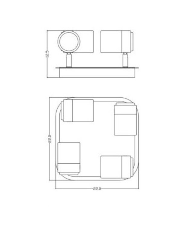 Plafondlamp badkamer zwart 4x5W GU10 richtbaar, dimbaar