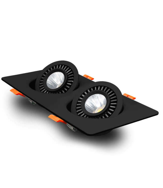 Double spot encastrable 2x10W LED blanc, noir dimmable peu profond