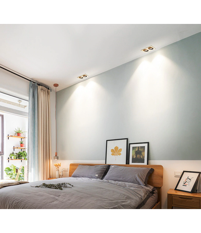 Double spot encastrable 2x10W LED blanc, noir dimmable peu profond